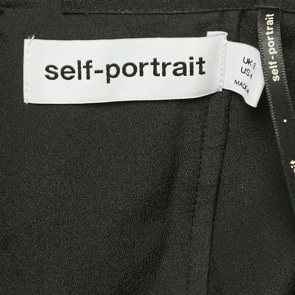 Self-Portrait Black Stud Embellished Crepe Off-Shoulder Top S - Picture 5 of 7